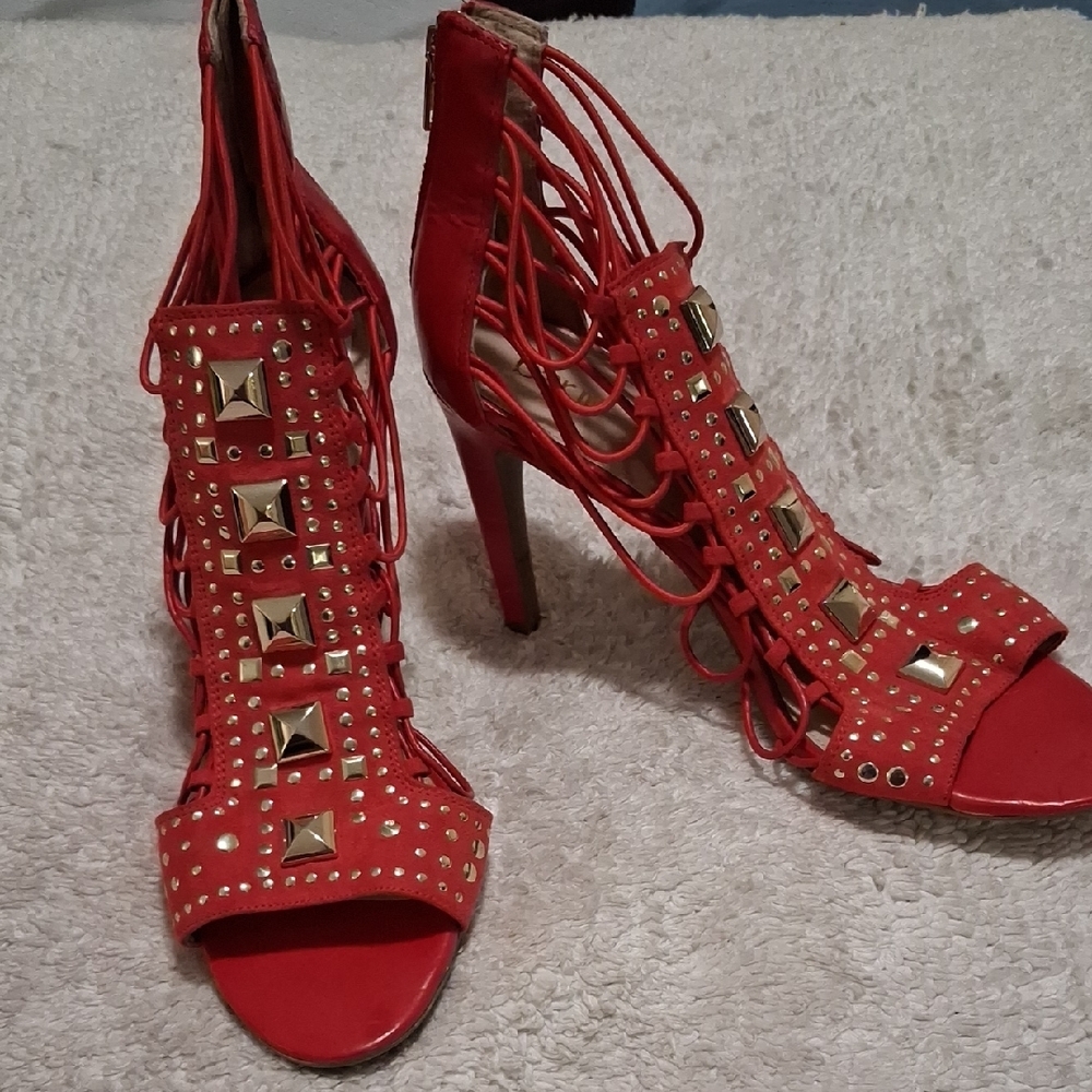 Bar III Red Studded Heels